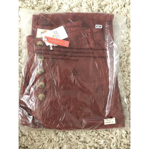 Marine Layer Bridget Corduroy Pant Button Fly Crop Trousers Barn Red NWT 12 - Picture 4 of 8